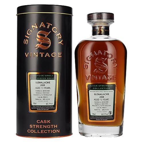 Signatory Vintage Glenallachie 13 Years Old Cask Strength 2008 63,7% Vol. 0,7L In Tinbox