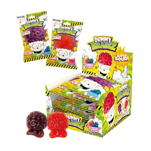 Casa Del Dolce Gummy Brainz Caramelle Super Acide Gusti Mirtillo, Fragola Espositore Da 12 Bustine Da 50Gr