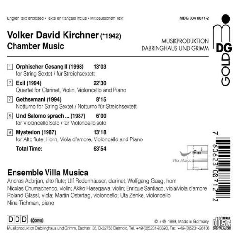 Kirchner,Volker Volker David Kirchner - Orphischer Gesang II / Exil / Geths (CD)