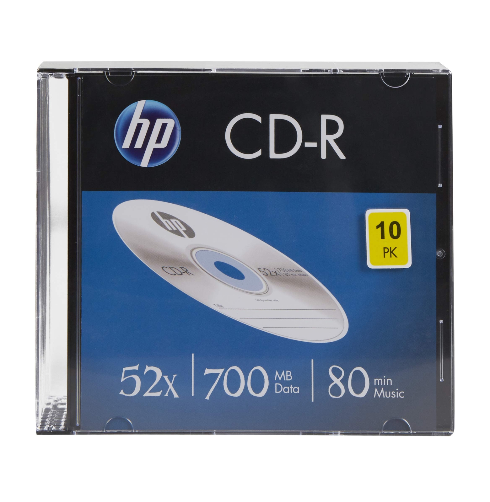 HP CD-R 52x Blank Discs (80 Minutes/700MB) - 10 Pack Slim Jewel Cased Discs (CD)