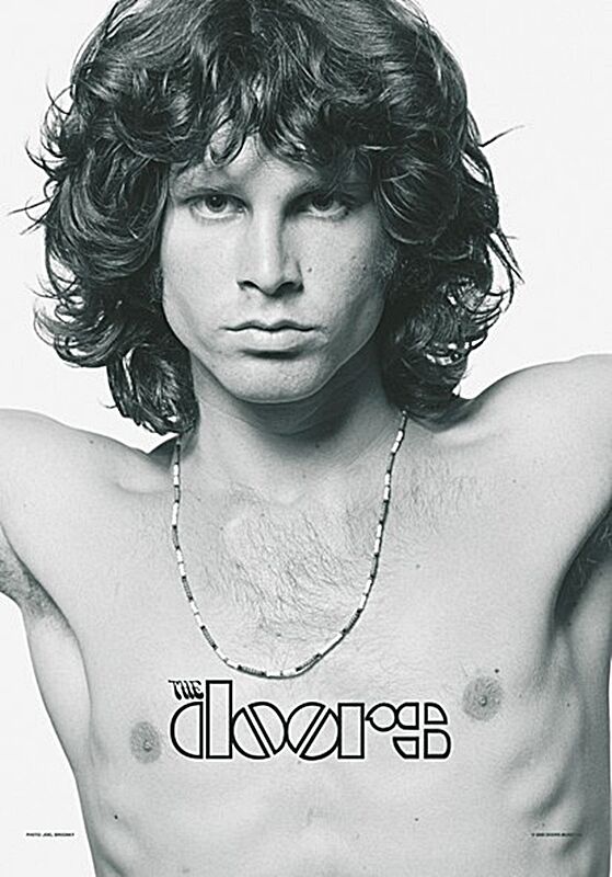Jim Morrison Porte B&w Grande Tessuto Poster/Bandiera 1100mm x 750mm (Hr)