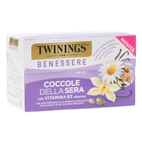 Twinings Benessere Coccole Della Sera, Infuso Aromatizzato Alla Vaniglia Con Camomilla Radice Di Cicoria E Spezie, Infusi E Tisane, 1 Confezione Da 18
