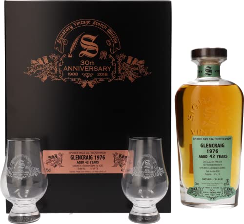 Signatory Vintage Glencraig 42 Years Old 30Th Anniversary 1976 42% Vol. 0,7L In Holzkiste With 2 Glasses