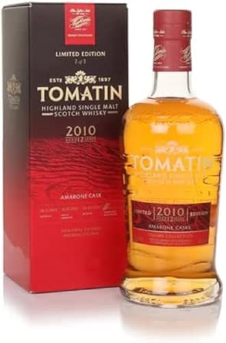 Tomatin Italian Collection Amarone Whiskey - Highland Single Malt Scotch Whisky Maturato In Botti Di Amarone E Bourbon, 46%, Bottiglia In Vetro Da 70C