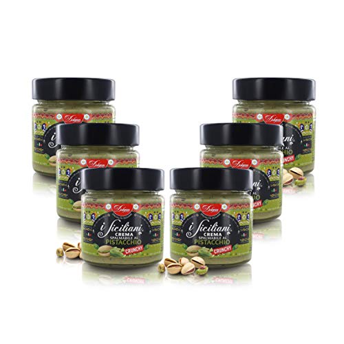 Dolgam Crema Spalmabile Al Pistacchio Con Granella Di Pistacchio [Crunchy], Prodotta In Italia, ''I Siciliani'', 6 Vasetti Da 200 Grammi L'Uno, Tot. 1