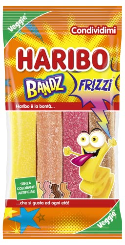 Haribo Bandz Frizzi Caramelle Gommose Frizzanti Veggie Gusto Frutta, 160G