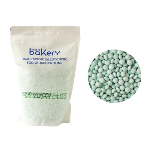 Decora, 5081195 Confezione Da 1 Kg Di Mini Lenti Cioccolato A Latte Verde Acqua, Dim. ⌀ 10 Mm, Pronte All’Uso, Con Il 60% Di Cioccolato Al Latte, Conf