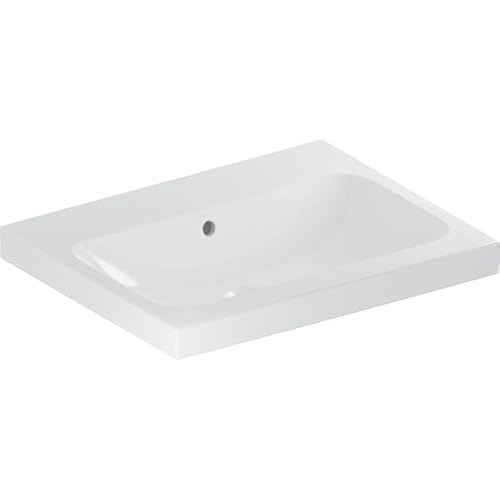 Lavabo Geberit Icon Light, 60 Cm X 48 Cm, Senza Foro Per Rubinetto, Con Sfioratore,501834, Colorazione: Bianco