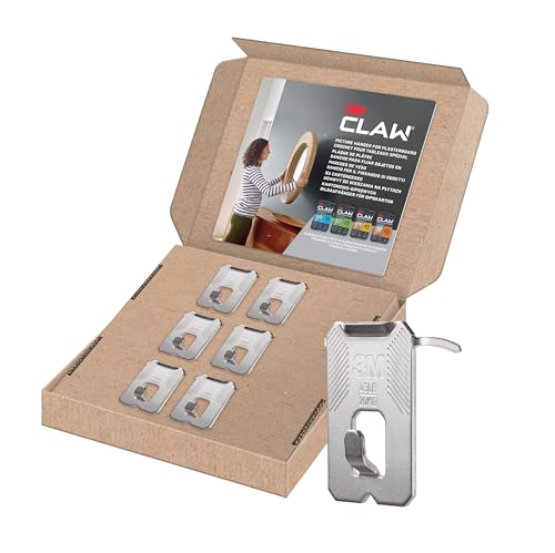 3M Claw Ganci Per Cartongesso, Confezione Da 6 - Sostiene Fino A 20 Kg - Ottimale Per Appendere Quadri, Specchi E Decorazioni Pesanti