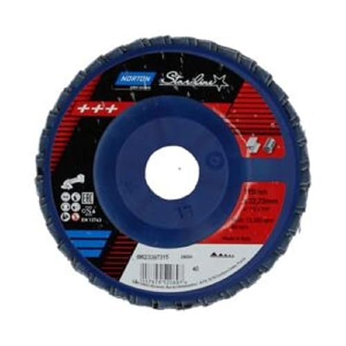 Norton Dischi Lamellari 115X22Mm Gr40 Starline, Cotone, Plastica, Smerigliatrice Angolare A Batteria