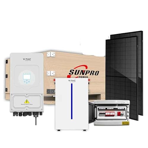 Kit Fotovoltaico Monofase Completo 6Kw Con 15 Moduli 410W, Batteria Di Accumulo 6.14Kwh, Inverter Ibrido 6Kw, Quadro Ac/Dc Monofase 6Kw 2 Stringhe 2 M