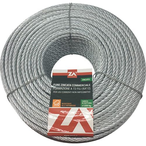 Fune Antigirevole Mm 6 X Mt 25 - Dp.310767 - In Acciaio Lucido 133 Fili, Resistenza 200 Kg/Mm2. Impiego: