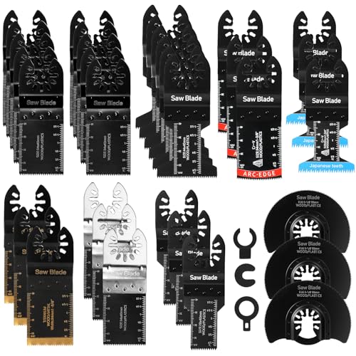 Kimigo 34Pezzi Lame Utensile Multifunzione,Accessori Per Utensili Oscillanti,Lame Multifunzione Per Metallo,Legno,Chiodi,Viti,Taglio Ad Immersione