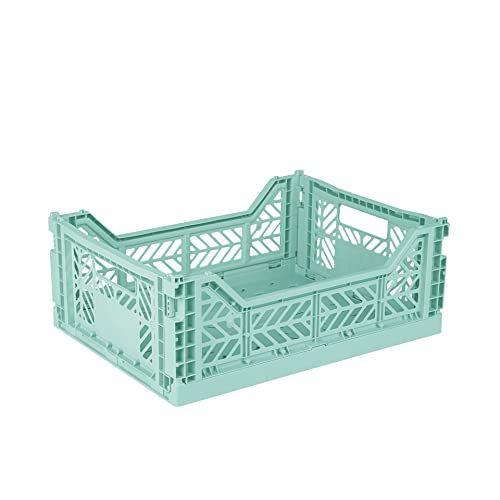 Ay-Kasa Cassetta Pieghevole Stabile In Plastica, Impilabile, Ocean, Midi (40 X 30 X 14 Cm)