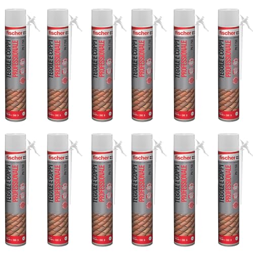 Fischer 12 Pezzi Schiuma Poliuretanica Pu T 750 Ml, Per Fissaggio Tegole E Coppi, Senza Uso Pistola