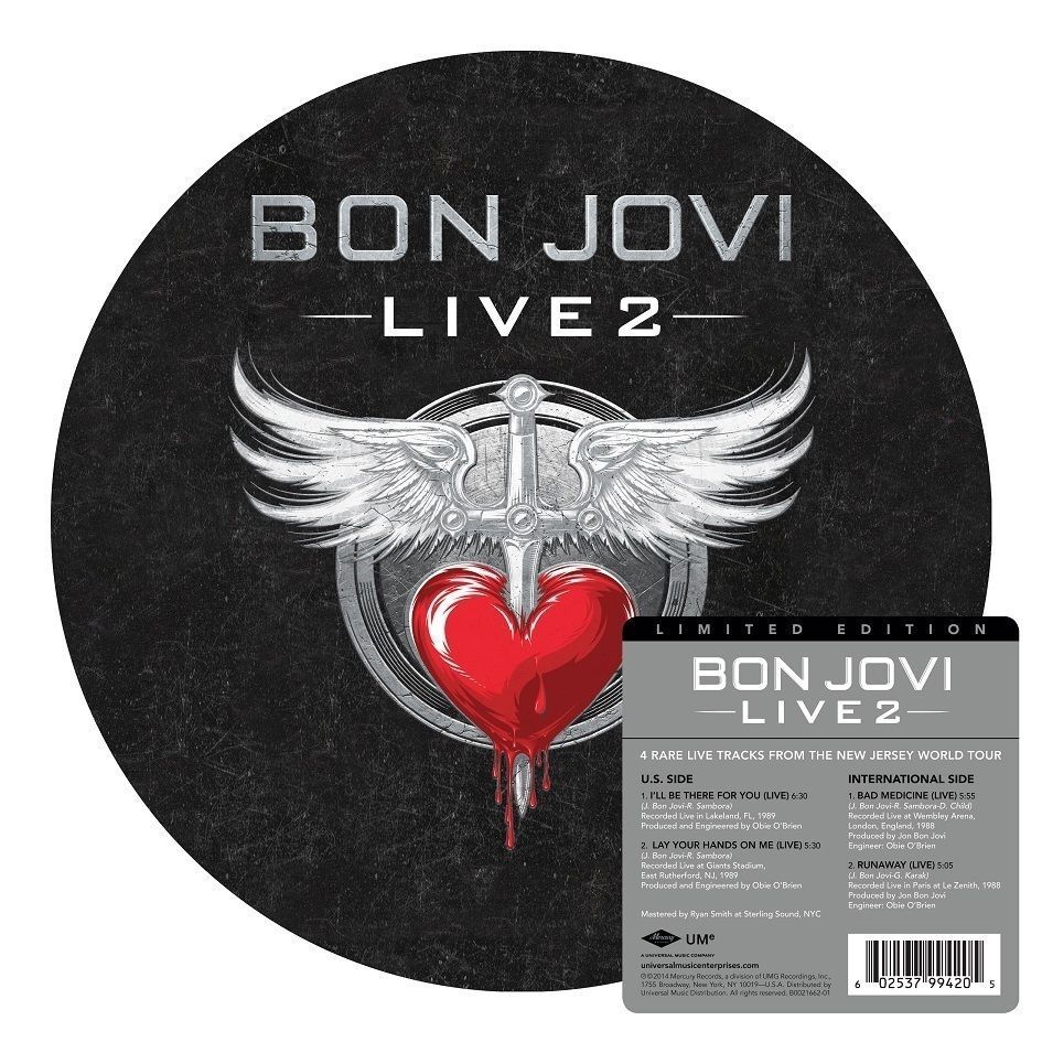 BON JOVI LIVE 2 VINILE 10" PICTURE DISC RECORD STORE DAY BLACK FRIDAY
