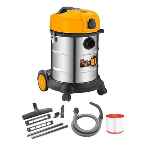 Ingco, Aspirapolvere-Liquidi Inox 1200W, 30 Lt -Iaiadistribuzione.It