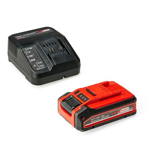 Original Einhell 4 Ah Plus Power X-Change Starter Kit (1 Batteria X 18 V 4 Ah Plus, 1 Caricabatterie 3 A, Tempo Di Ricarica 75 Min, Adatto Per Tutti I