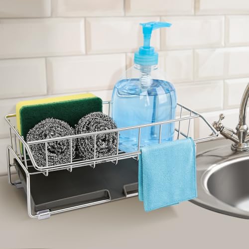 Euqvunn Porta Spugne Lavello Cucina, Organizer Lavello Cucina, Acciaio Inossidabile Portaspugne Per Lavello Cucina, Appendi Strofinacci Cucina, Organi