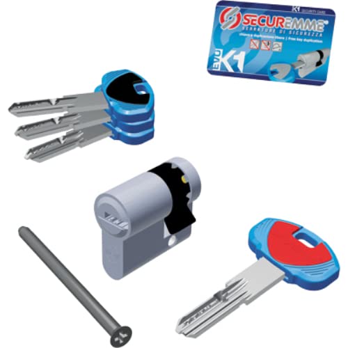 Mezzo Cilindro Sagomato Evo K1 3100-M Securemme Cromo Satinato Chiavi 2 Mm 40 30+10 Ka