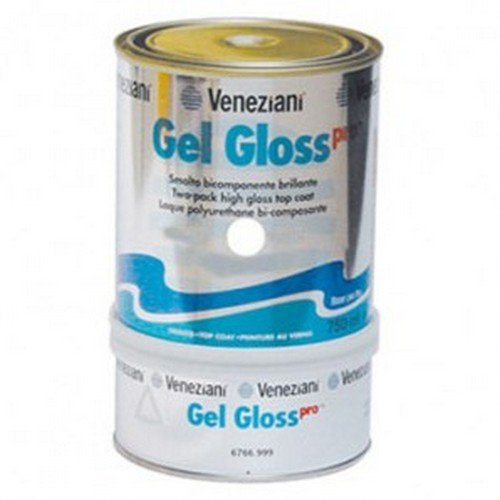 Veneziani Gel Gloss Pro Finitura Poliuretanica Bicomponente, Colore: 708 Nero, Size: 750 Ml A+B
