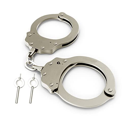 Shoke Manette Della Polizia - Catene Di Sicurezza Con Lucchetto - Sgancio A Chiave - In Acciaio Inox - Include 2 Chiavi
