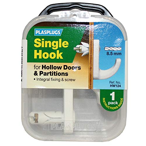 Plasplug Hw124 White Single Hook (Card 1)