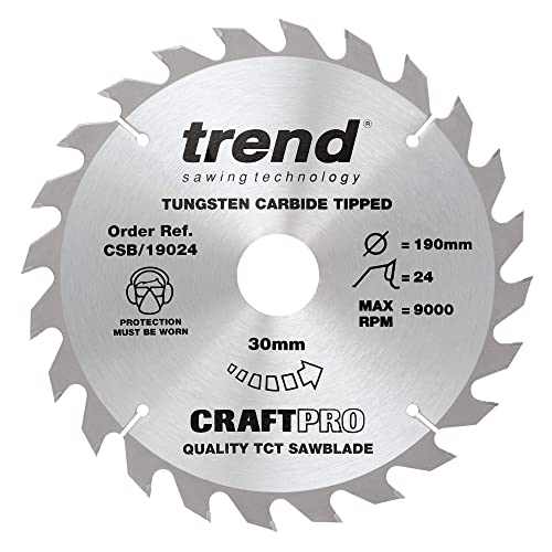 Trend Lama Per Sega Craftpro Tct Per Uso Generico, 190 Mm X 24 Denti X 30 Mm Di Foro, Con Punta In Carburo Di Tungsteno, Csb/19024