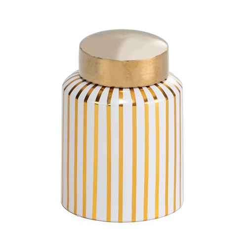Tibor 15X15X20 Ceramica Blanco/Dorado