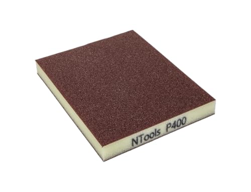 Ntools Gsd - Set Di 20 Spugne Abrasive A Grana 400 | Spugne Abrasive Per Legno, Plastica, Metalli, Vernici, Primer E Altre Superfici, Utilizzabili A S