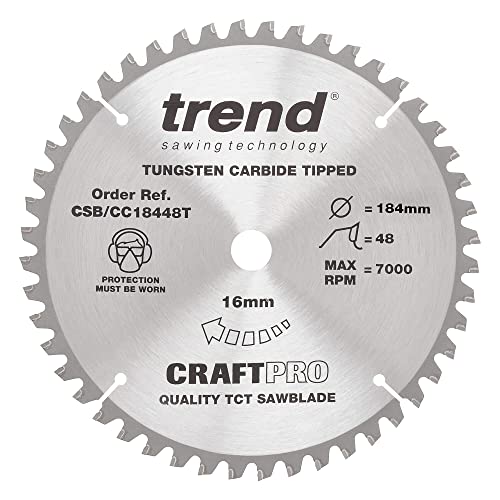 Trend Lama Per Sega Craftpro Tct A Gancio Negativo, Diametro 184 Mm X 48 Denti X Foro 16 Mm, Punta In Carburo Di Tungsteno, Csb/Cc18448T