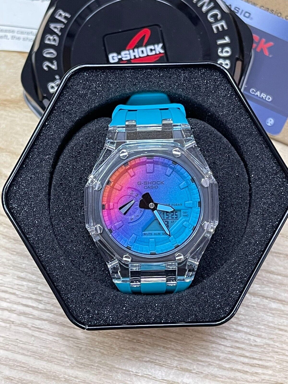 CasiOak - Custom G-SHOCK "CLASSIC RAINBOW" - Casio GA2100 Mod - Watch 44mm