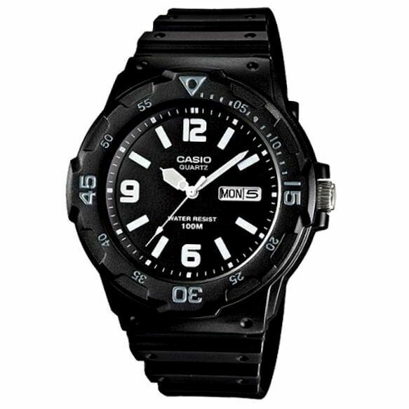 Casio Quartz Analog 100M Black Resin Strap Dress Mens Watch MRW-200H-1B2VDF