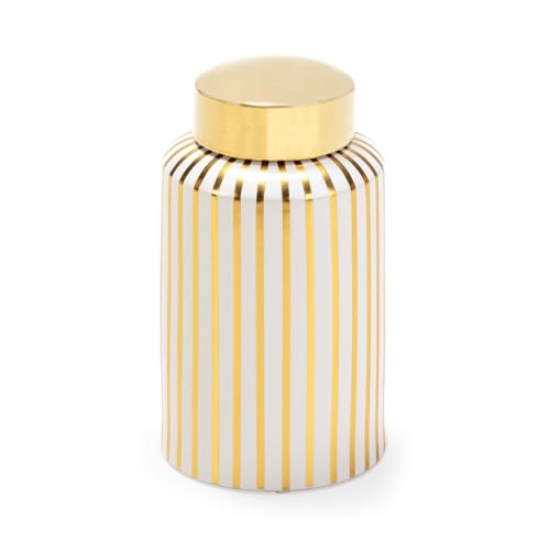 Tibor 16X16X27 Ceramica Blanco/Dorado