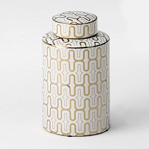 Tibor 18X18X31 Ceramica Blanco/Dorado