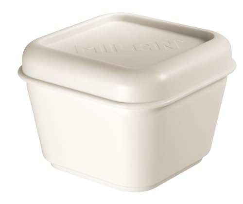 Milan 085111W Recipiente Para Alimentos Cuadrado 0,33L, Tapa Blanca, Plastica, Neutro