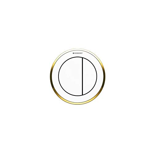Geberit 116,056.Kk.1-Pulsante Pneumatico A Distanza 10, A Muro, Per Scarico Doppio, Per Sigma 8 Cm, Colore Bianco/Oro/Bianco