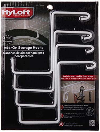 Hyloft Add-On Storage Hook Accessory For Hyloft Model-540 Soffitto Rack, 4-Pack, 00212