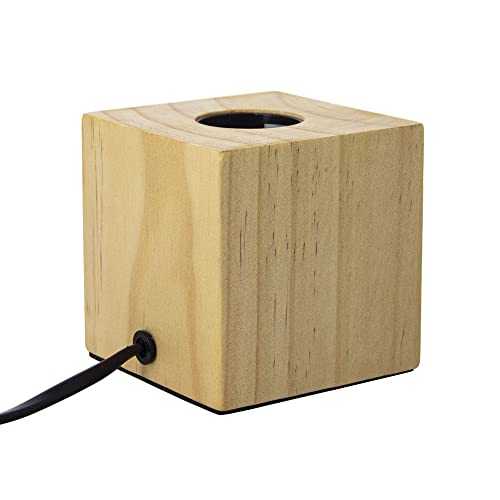 Cube Table Lamp In Wood, E27 Base Compatible, Ip20, 60W Max Power