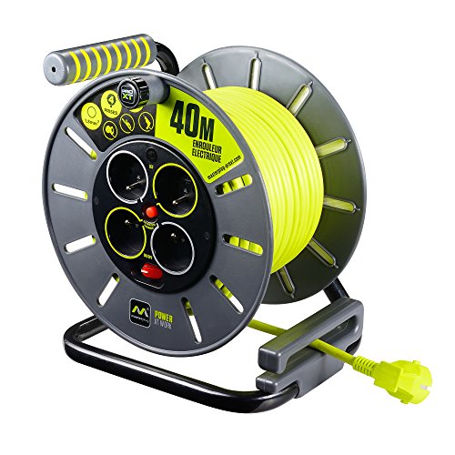 Masterplug, Raccoglitore Cavo Elettrico Silver, Arrotolatore, 40 M, 4 X Cee 7/4 Sockets, Termico, Manuale, A Parete, Plastica, 0.9 Kg, 21 X 24.5 X 27.