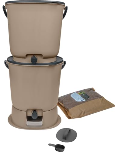 Bokashi Essential - Set Di 2 Compostatrici Da 15,3 L+1 Kg Di Brain+1 Base Per Capuccino
