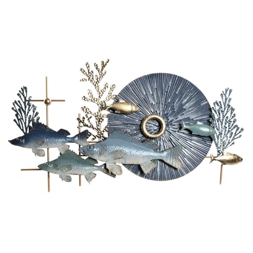 Decoracion Pared Metal 93X6X51,5 Peces Azul