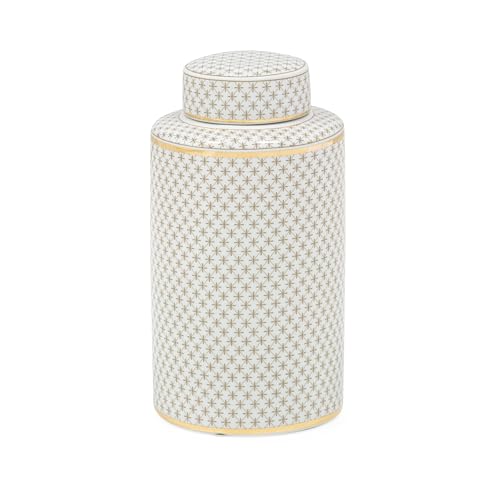 Tibor 20X20X40 Ceramica Blanco/Dorado