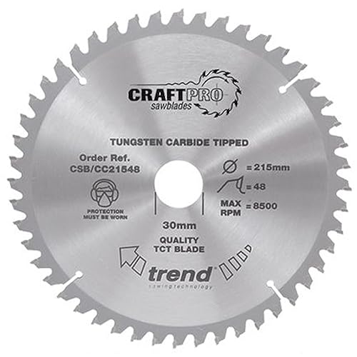 Trend Craftpro Csb/Cc19060 - Lama Per Sega Troncatrice Tct Con Gancio Negativo, 190 Mm X 60 Denti X Foro 30 Mm, Punta In Carburo Di Tungsteno