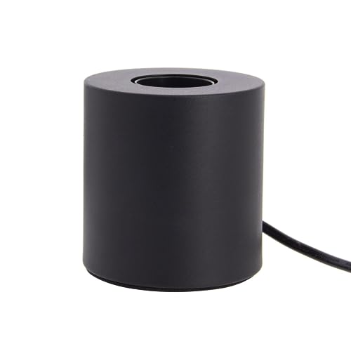 Cylindrical Table Lamp In Black Metal, E27 Base Compatible, Ip20, 60W Max Wattage