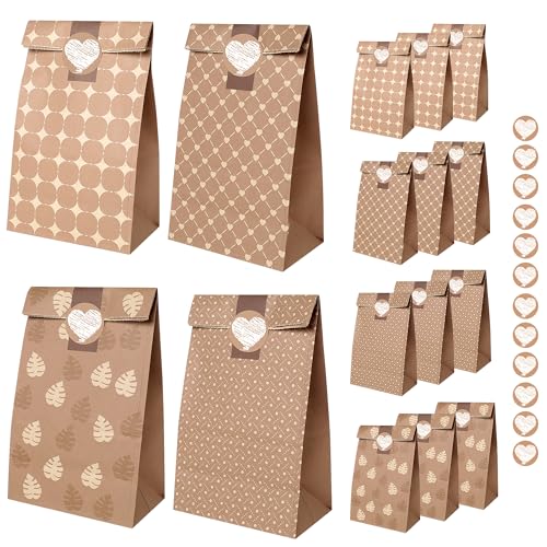 Romon Sacchetti Regalo, Buste Regalo Da 12 Pezzi Con 12 Adesivi Per Regali Di Natale Bustine Regalo, Sacchetti Caramelle,Sacchetto Regalo Compleanno,