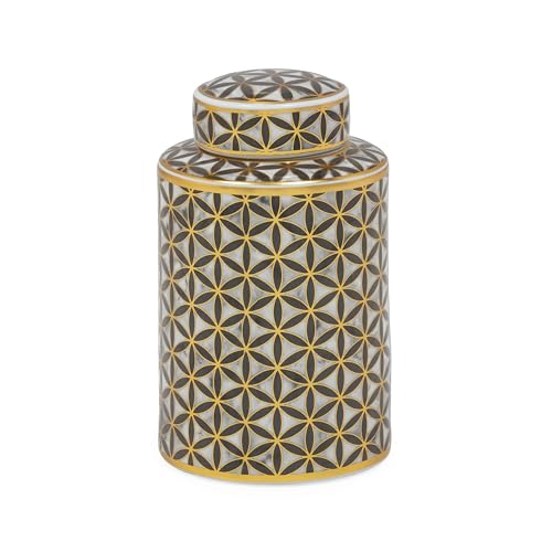 Tibor 18X18X30 Ceramica Blanco/Gris/Dorado
