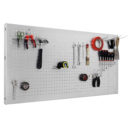 Simonrack Pannello Portautensili In Metallo, Pannelli Per Attrezzi, Include 14 Ganci E 3 Mensole, 900X600 Mm, Zincato - Simonwork