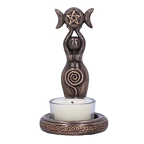 Nemesis Now - Portacandela A Tripla Dea, 12 Cm, Colore: Bronzo