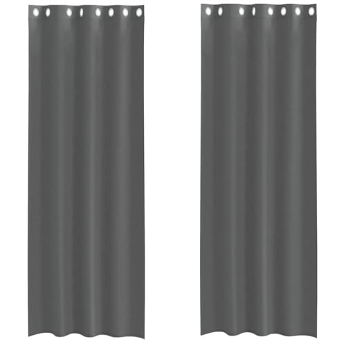 Vidaxl Tende In Voile Con Occhielli 2 Pz Grigio Scuro 140X300 Cm, Tenda A Rete, Tenda Trasparente, Voile Per Finestra, Trattamento Finestra
